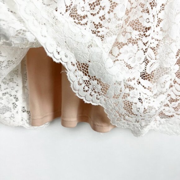 Lulus Dress Women's Medium White Wish Me Luxe Lace Skater Mini - Picture 5 of 15